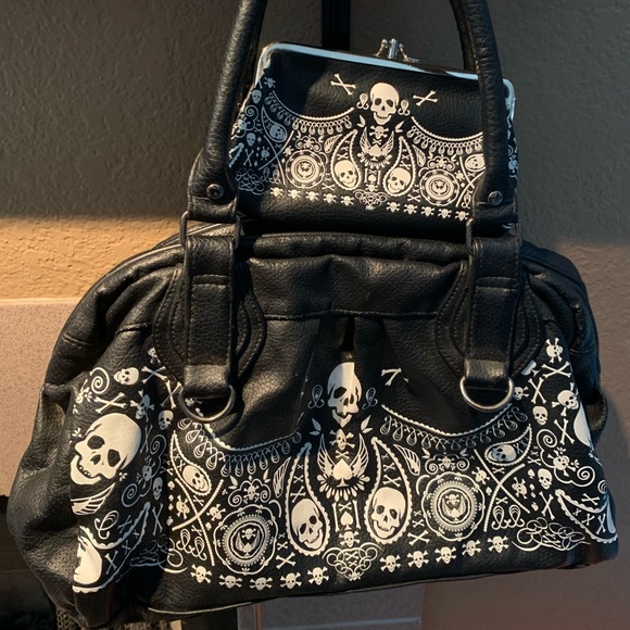 Loungefly Handbags - Loungefly Bandana Skull Purse & Wallet Set RETIRED
